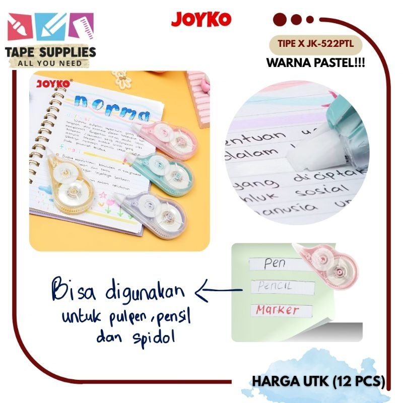 

(12 Pcs) Correction Tape / Pita Koreksi Joyko Ct-522 Ptl