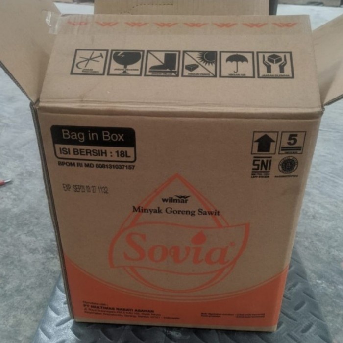 

Minyak goreng cair SOVIA BIB 18 liter