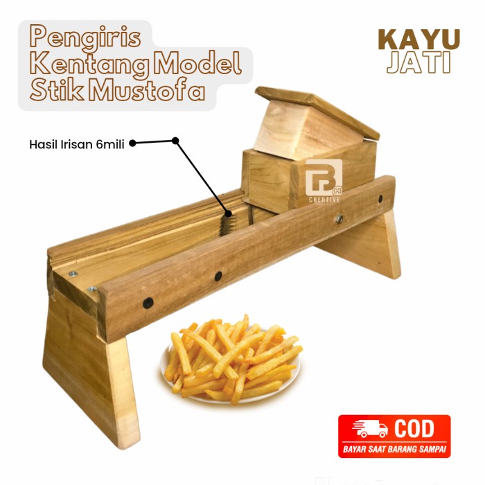 (Expert) Pengiris Model Stik Mustofa Pemotong Kentang Kayu Jati