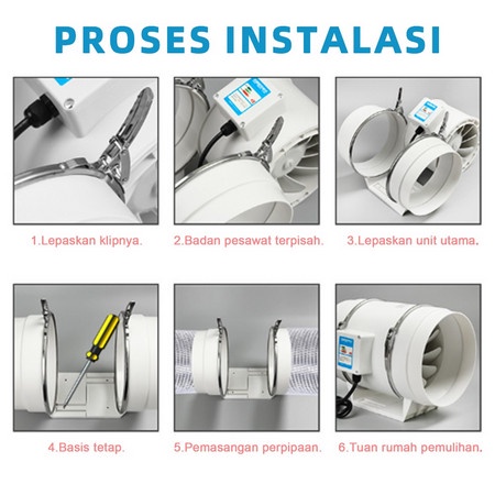 Penghisap Asap Dapur 4/6/8 Inch 220V Exhaust Fan Plafon Blower Kipas Inline Duct Fan Blower Hisap