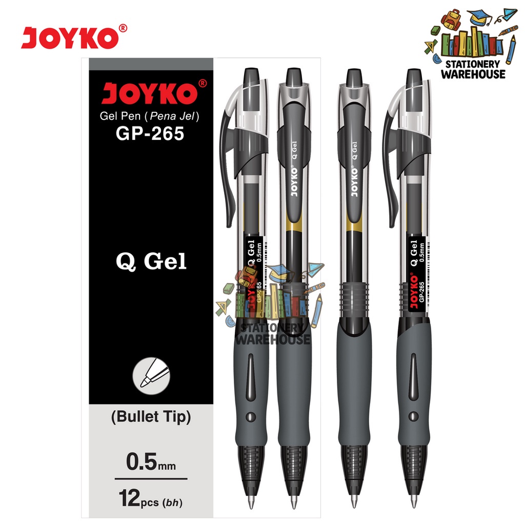 

Gel Pen Joyko GP-265 Black / Blue / Red Q 1 Lusin / 1 Box / 12 PCS Gel 0.5 mm Pulpen Pena Mirip K-1