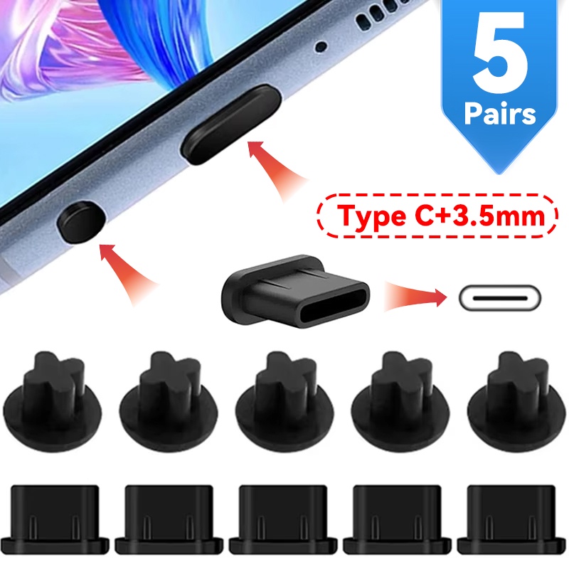 Type C Dust Plug 3.5Mm Earphone Jack Cover Charging Port Dustplug Universal Stopper Cap Earphone
