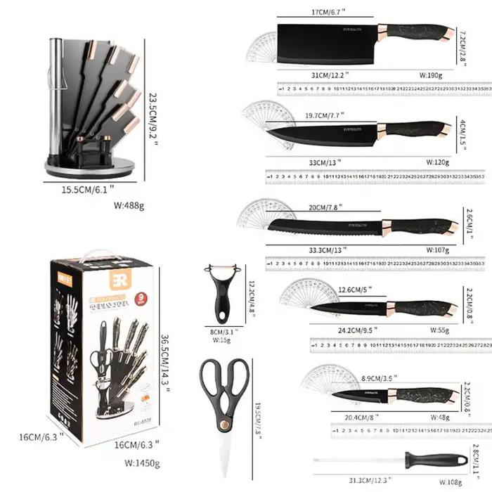 Aveline Set Pisau Marble Stainless Steel Japanese Knife Multifungsi Pisau Koki Alat Dapur Knife Set