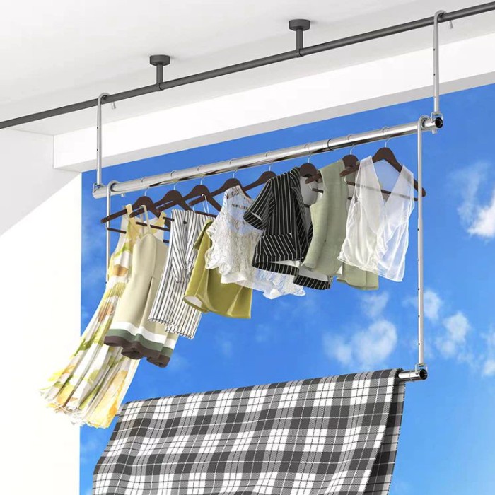 Jemuran Gantung Dinding Jemuran Portable Lipat Dinding ainless eel Untuk Balkon Kanopi Tiang Jemuran