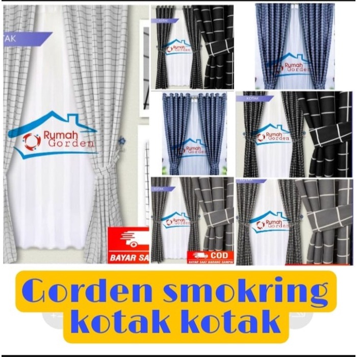 murah- gorden pintu gorden jendela kotak kotak gorden pintu kotak hitam putih
