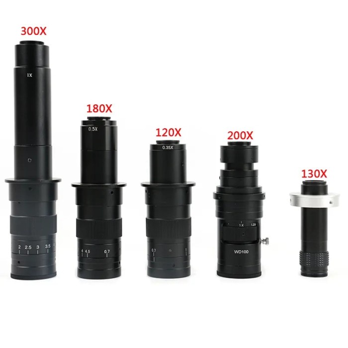 Adjustable 180X 120X 300X 200X 130X Zoom C mount Lens 0.7X~4.5X