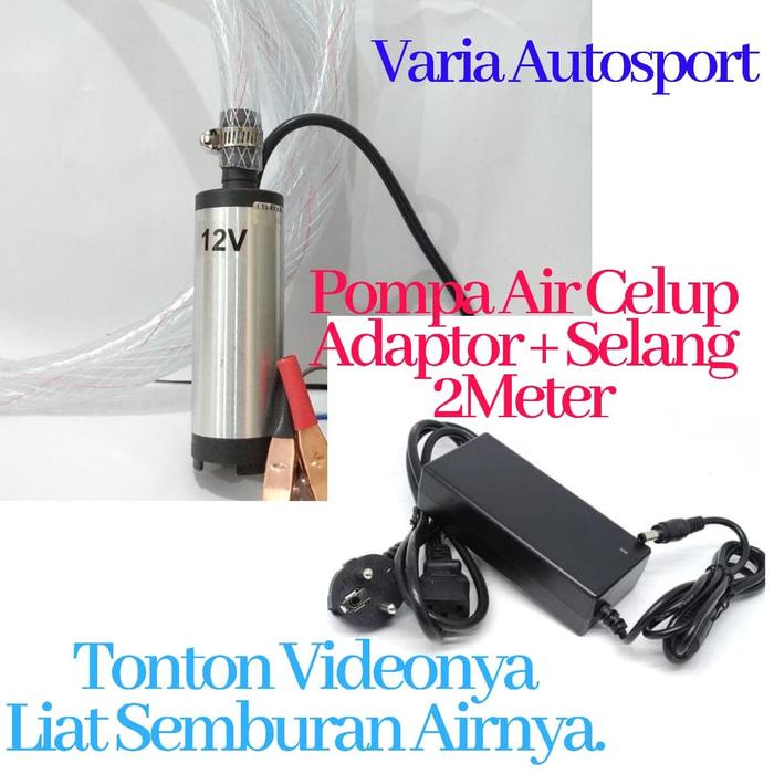 Pompa Air Celup Adaptor Selang 2Meter DC 12V Mini Aqua Kolam ikan