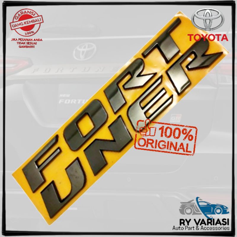 Emblem FORTUNER Black Chrome Original Emblem Fortuner Bagasi Belakang