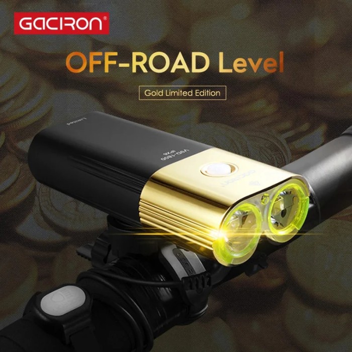 GACIRON Professional 1800 lumens Bicycle light Power Bank IPX6