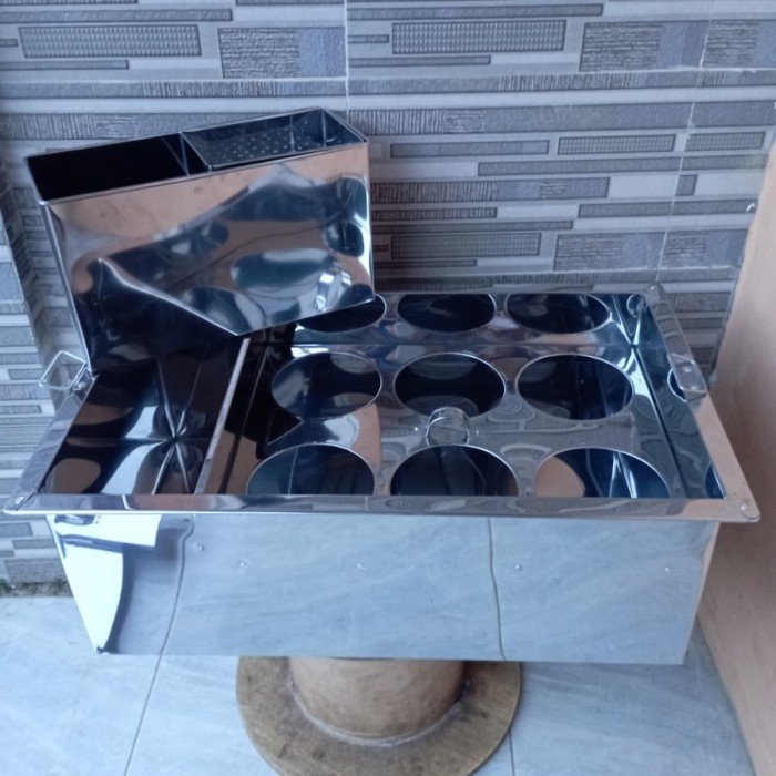 Dandang bakso / tong mie ayam kotak lubang 6 / dandang - plus meja