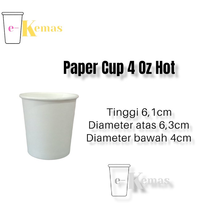 Gelas Kertas / Papercup / Paper Cup 4 Oz Hot Polos