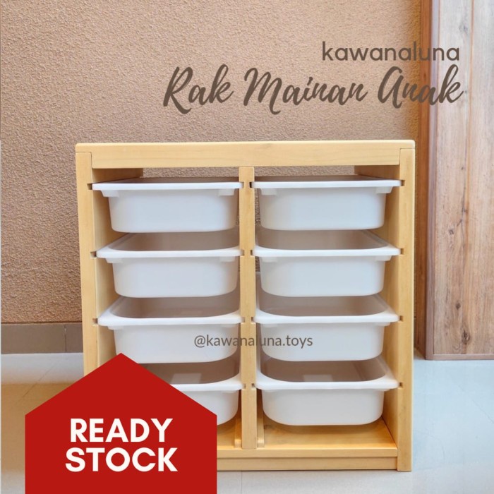 RAK MAINAN ANAK/RAK MAINAN DENGAN WADAH/RAK KAYU/RAK KAYU ANAK