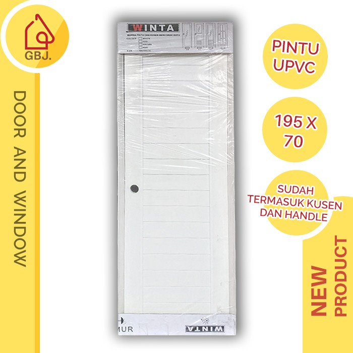PINTU KAMAR MANDI UPVC 195 X 70 + HANDLE PINTU + KUSEN WINTA / PINTU