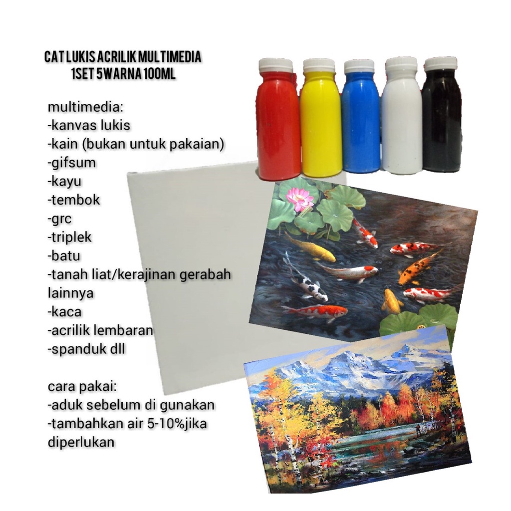 

IK! cat lukis acrilik 1 set 5warna 100ml