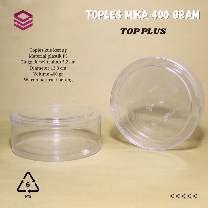 ada- Toples mika 400gr / Toples nastar kue kering 400gr TOP PLUS (12 pcs)