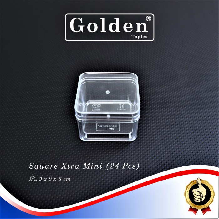 ada- Toples Dessert Box / Toples Persegi Kotak 9 x 9 cm / Toples Golden