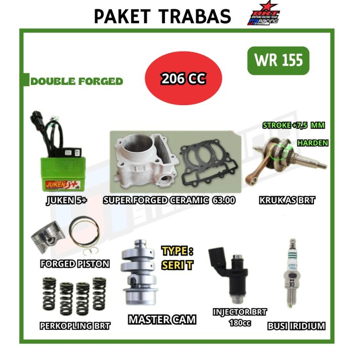 BRT Paket Trabas 5 WR 155-Block-Piston-juken-Kruk AS-Injector-Noken AS