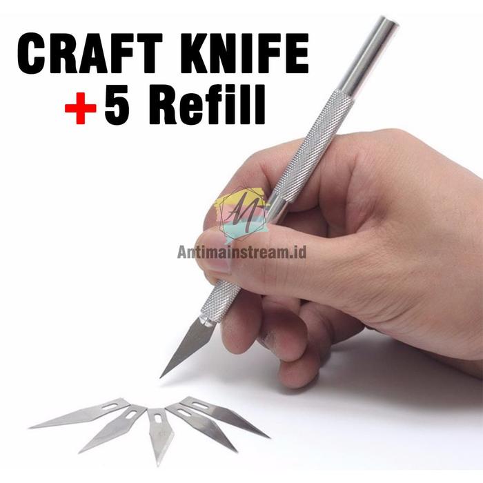 

New TERMURAH CRAFT KNIFE BONUS 5 PCS REFILL PEN CUTTER METAL
