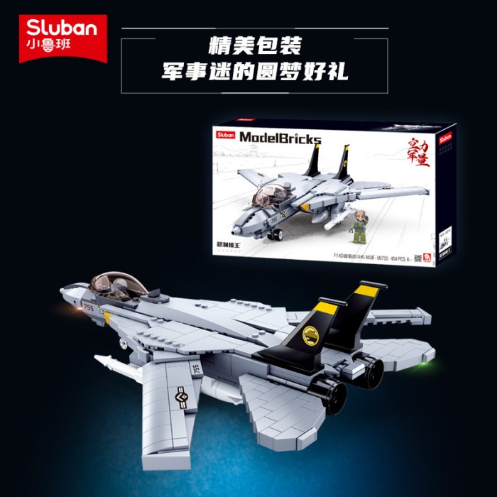 TERBARU! Mainan Brick Sluban Army Pesawat Jet Temput F14D Fighter M38 B0755/ Brick Sluban Pesawat