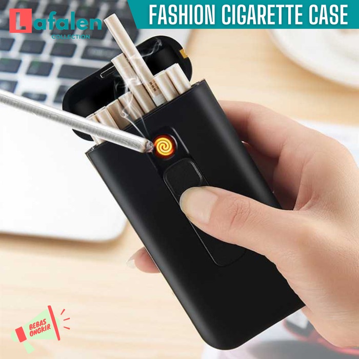ED376 Tempat Rokok Keren Dengan Korek Elektronik / Kotak Rokok Isi 20 Slot TERMURAH