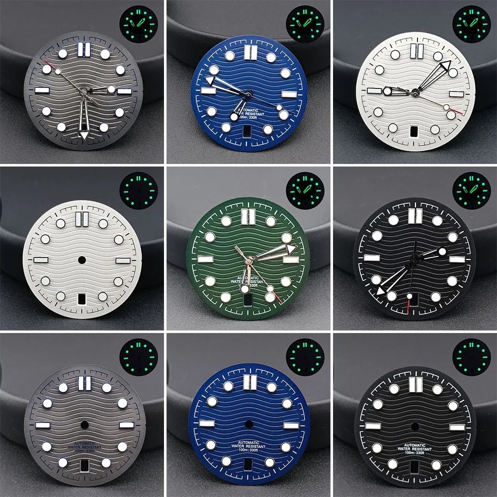 31.5Mm Nh35 Custom Logo Watch Dial 6 O'Clock Single Calendar Fit Nh34 Nh35A Nh36 Movement C3 Green
