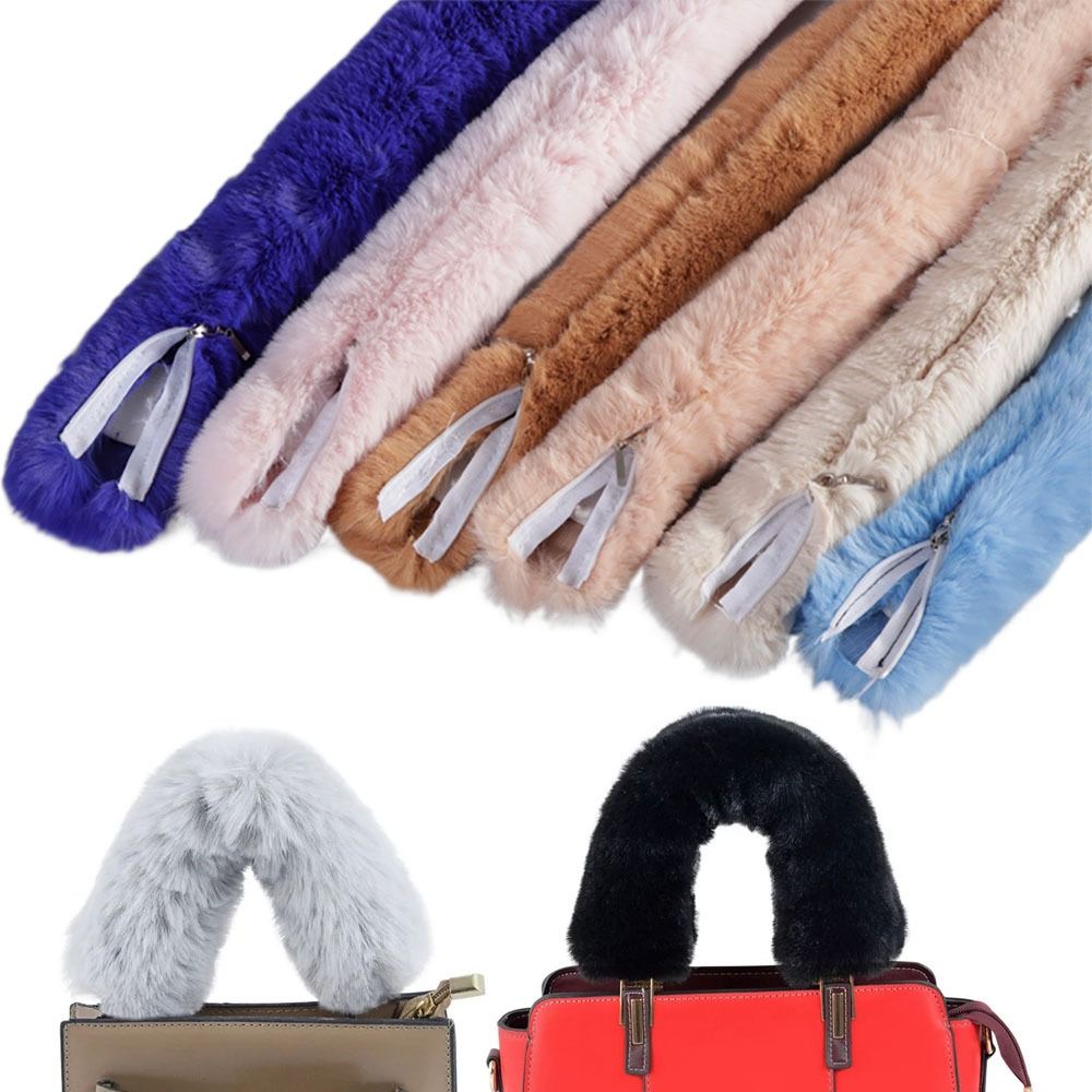 Faux Fur Bag Belts Plush Shoulder Handbag Strap Replacement Handles Fastener Cover Straps With