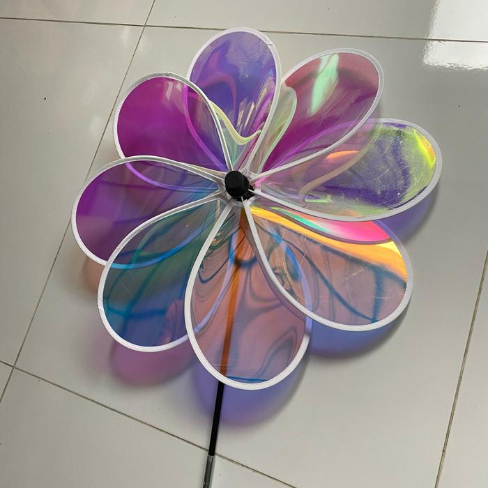 New Kolecer Kincir Angin Cermin Big 8 Petal Hiasan Taman Pinwheel Pengusir Ular Burung Kitiran