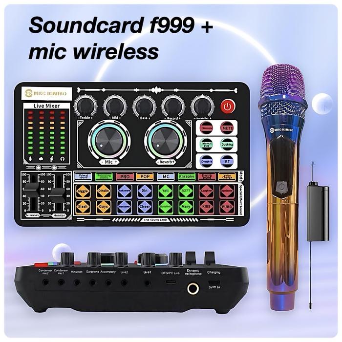 Ready paket soundcard f999 plus mic wireless SoundCard Bluetooth compatible External Wireless