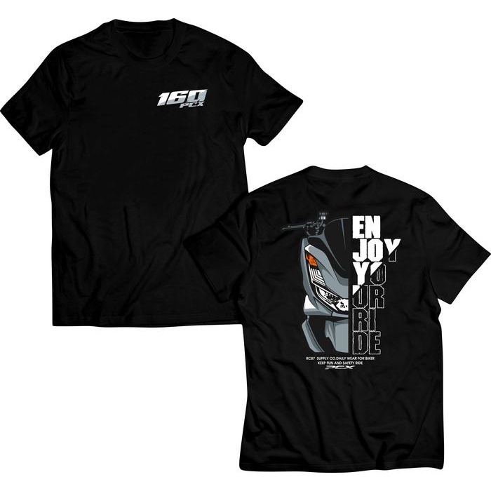 Styla-kaos pcx 160 kaos pcx Pria Oblong Distro Baju Katun Combed Hitam Lembut Nyaman