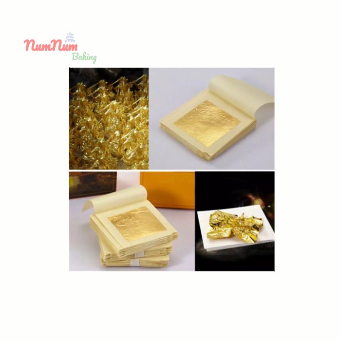 

GOLD EDIBLE LEAF SHEET KERTAS MAS FOOD GRADE 24K 10PCS