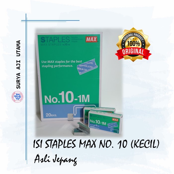 

New isi Staples max no.10-1M Original harga per box isi 20 pack kecil