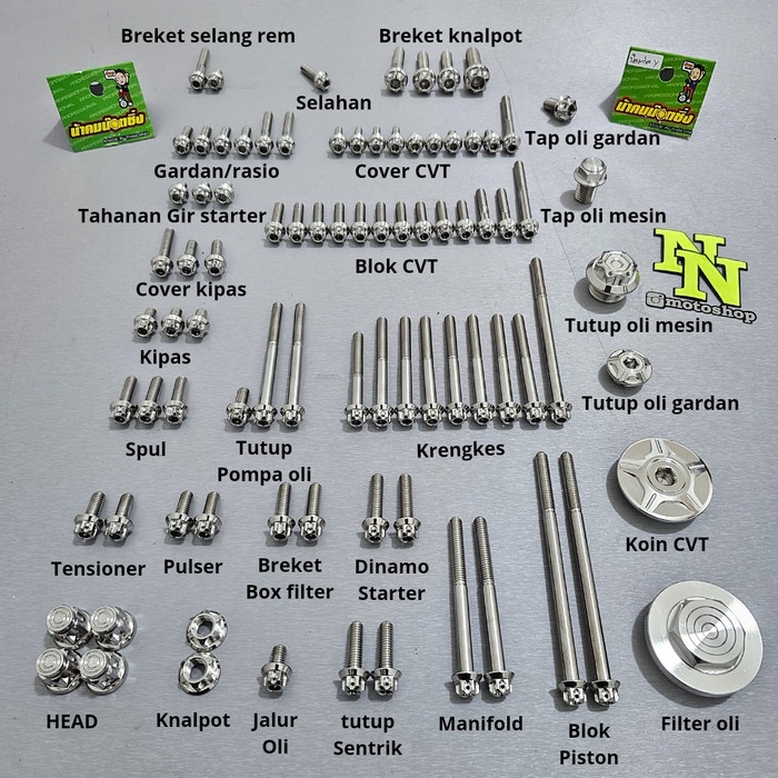 full baut mesin MIO SPORTY SMILE probolt stainless COMPAYU thailand