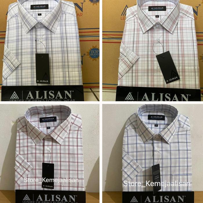 Navero-KEMEJA ALISAN MOTIF KOTAK GARIS REGULER LENGAN PENDEK