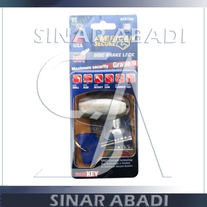 AMERICAN SECURE KUNCI GEMBOK CAKRAM PIRINGAN GEMBOK MOTOR ANTI MALING
