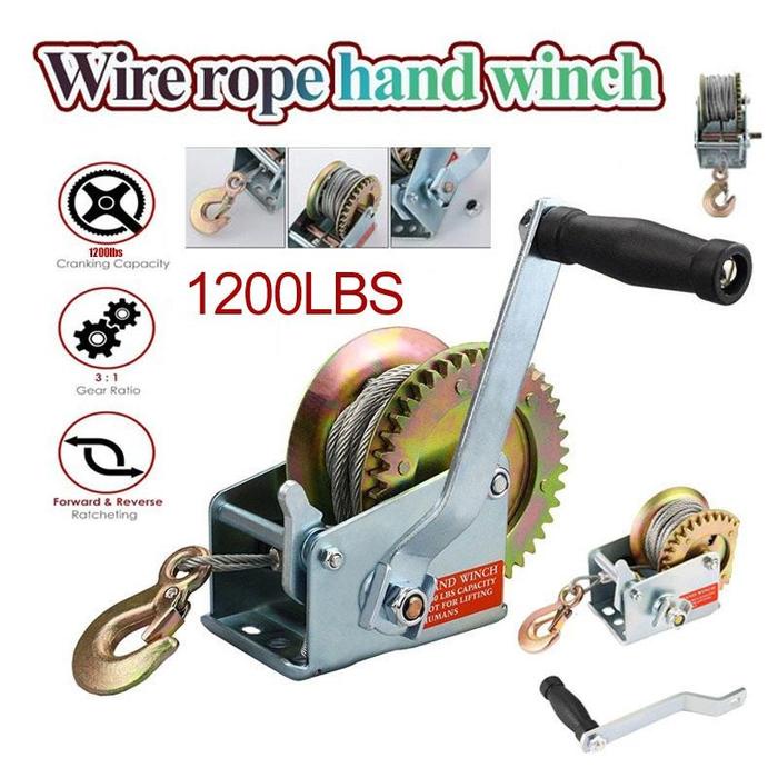 Katrol Manual 360KG Mini Tangan Winch Kualitas Tinggi dengan Kapasitas 800Lbs/350kg dan Panjang