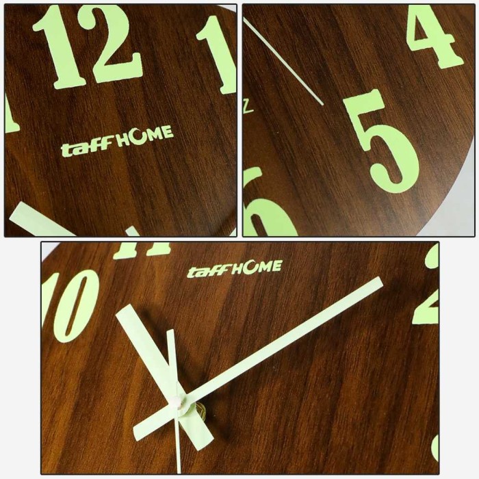 Fastclik Ww Jam Glow In The Dark Nyala Dalam Gelap Tidak Berisik Kayu Aestthetic Angka Analog Kamar