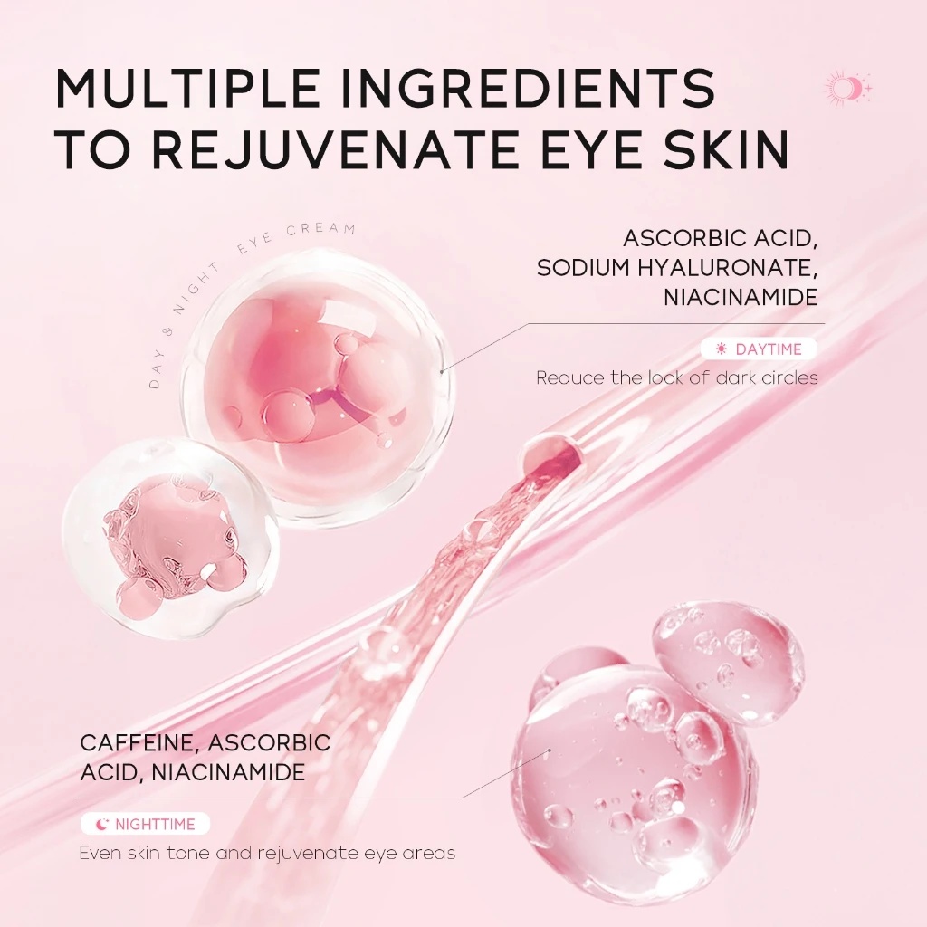 IMPORT LAIKOU SAKURA DAY & NIGHT EYE CREAM REFRESHING SMOOTH FINE LINES REMOVE DARK CIRCLE 20G