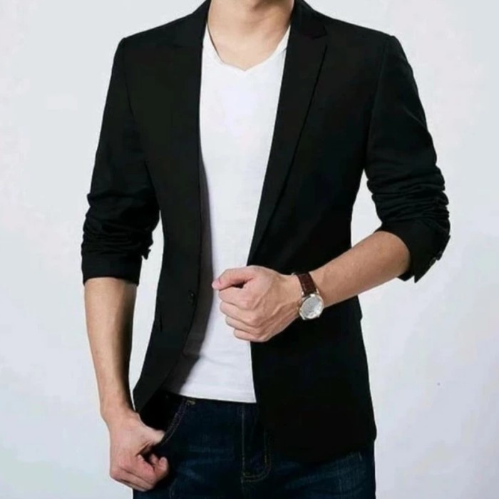 Terbaru Blazer Jas Pria Casual Hitam Big Size Jumbo Xxl Dan Xxxl Termurah