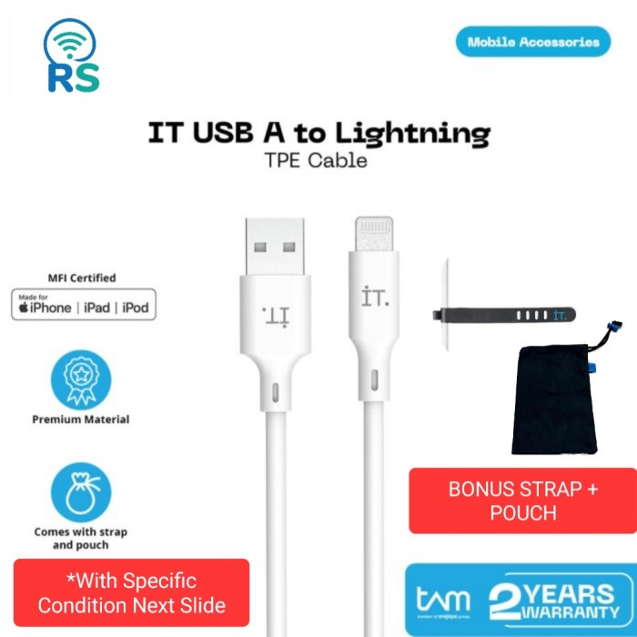 IT USB A to Lightning TPE Cable Kabel Charger iPhone iPhone 1.2m ORI