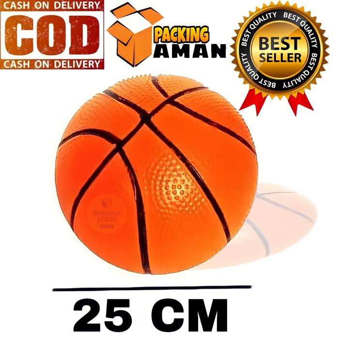 ID ( BISA COD ) PROMO MAINAN ANAK BOLA BASKET KARET UKURAN BESAR 25CM / MAINAN ANAK LAKI LAKI /