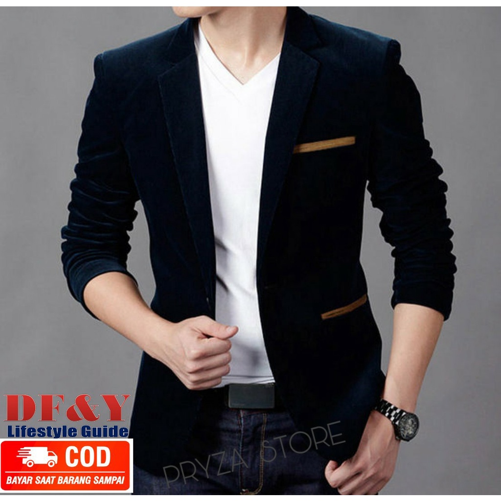 YARRAFA Jas Blazer Pria HItam List Coklat /Jas Brownstone / Jas Blazer Pria DF&Y / Blazer Korea /