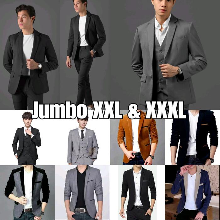 Jas blazer pria jumbo XXL XXXL Formal Hitam -AmanahJaminan
