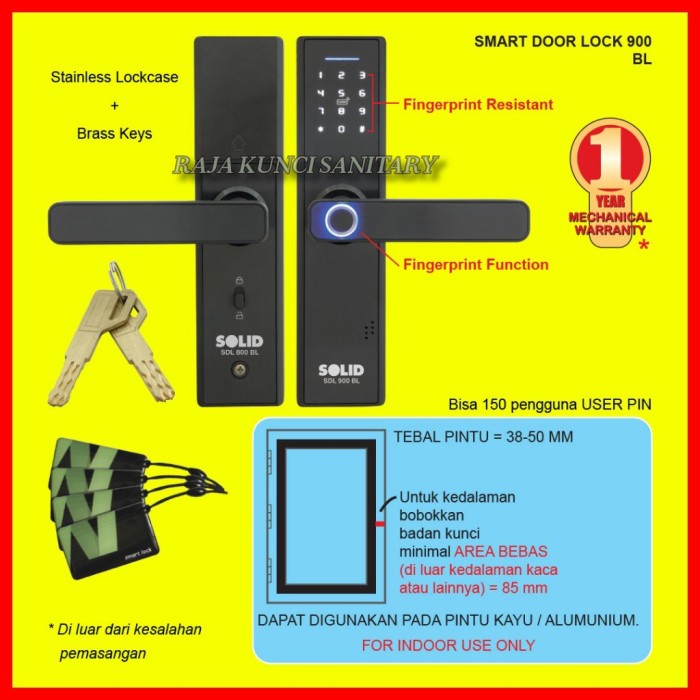 SOLID Smart Door Lock SDL 900 BL/Smart Lock Solid/Kunci Digital Solid