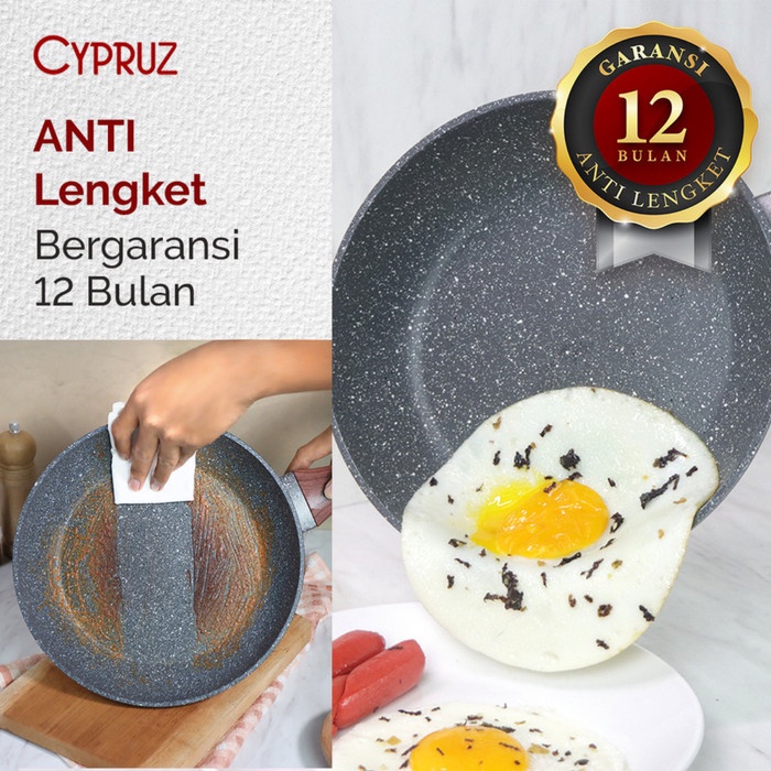 cypruz marble wok pan fry pan sauce pan wajan keramik anti lengket