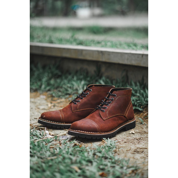 Dresto- Sepatu Boots Kulit Asli - Vigos Dexter Darkbrown