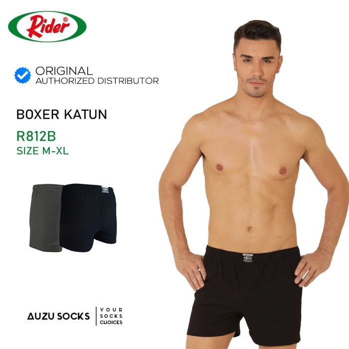 Rider Premium - Loose Boxer Pria Warna Hitam & Charcoal R812BHT / R812 -AmanahJaminan