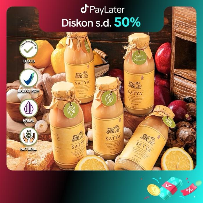 

(PAKET 5 BOTOL) SATYA Jus Bawang Putih Tunggal Jahe Merah Madu Hutan Cuka Apel Lemon BPOM TR Natural