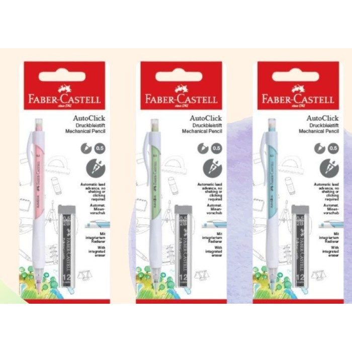 

fabercastell Autoclick Mechanical Pencil/pensil mekanik 0.5mm +refill Dw05