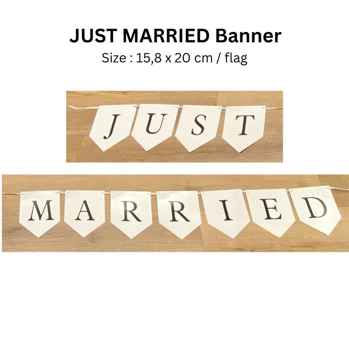 Mntb" Just Married Banner / Flag Bunting Dekorasi Pernikahan Wedding