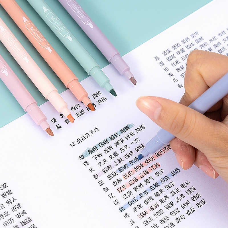 

6pcs/set Macaron Highlighter Pens Double Tip Art Marker Manga Colored Gel Pens Soft Tip Multicolor
